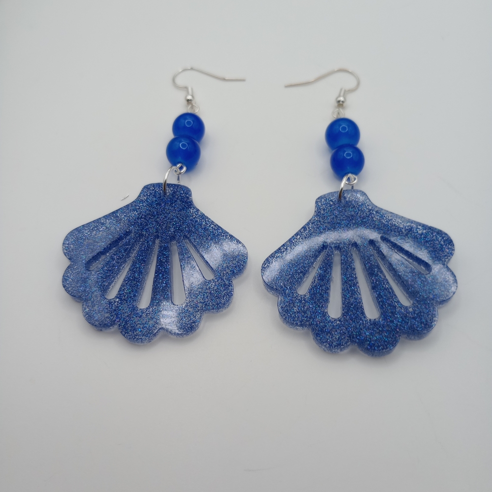 Blue Shell Earrings - Picture 8 of 10